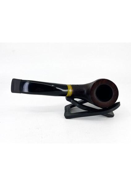 Bent Apple Briar (Gül Kökü) 9 mm Filtreli El Yapımı Pipo - Koyu Kahverengi 1744