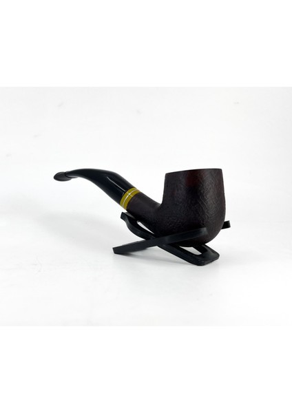 Bent Apple Briar (Gül Kökü) 9 mm Filtreli El Yapımı Pipo - Koyu Kahverengi 1744