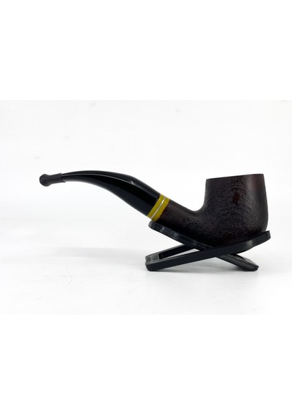 Bent Apple Briar (Gül Kökü) 9 mm Filtreli El Yapımı Pipo - Koyu Kahverengi 1744