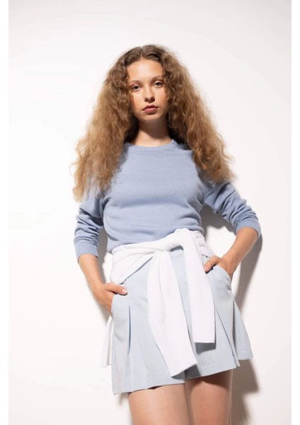 I6913 Regular Fit Yumuşak Dokulu Bisiklet Yaka Basic Düz Triko Kazak