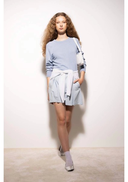 I6913 Regular Fit Yumuşak Dokulu Bisiklet Yaka Basic Düz Triko Kazak fiyatları