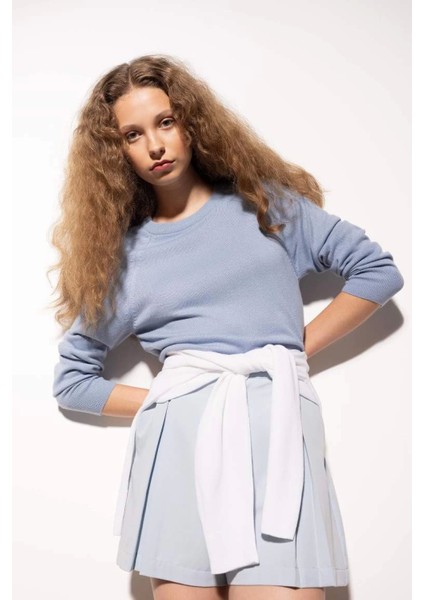 I6913 Regular Fit Yumuşak Dokulu Bisiklet Yaka Basic Düz Triko Kazak modelleri