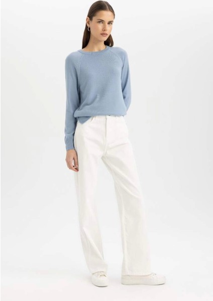 I6913 Regular Fit Yumuşak Dokulu Bisiklet Yaka Basic Düz Triko Kazak indirimleri