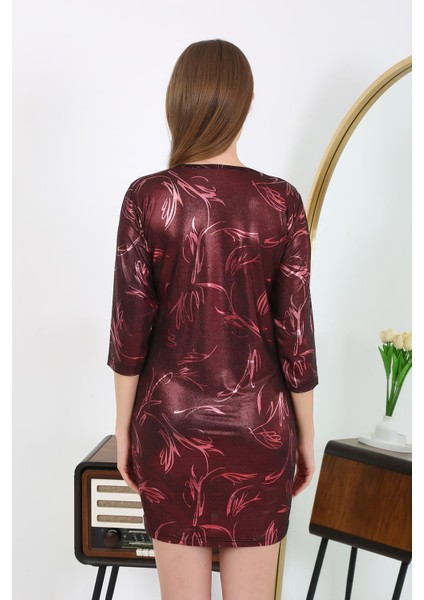 Kadın Micro Kumaş Mini Parlak Elbise 7420 Bordo indirimleri