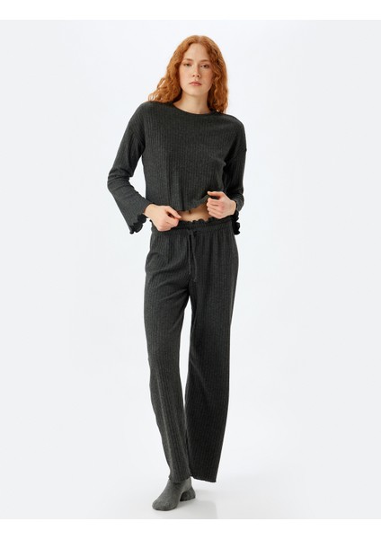 Örme Pijama Üstü Uzun Kollu Bisiklet Yaka Yumuşak Dokulu fiyatları