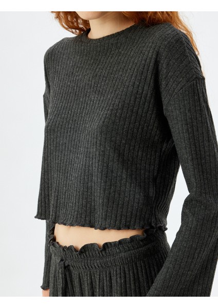 Örme Pijama Üstü Uzun Kollu Bisiklet Yaka Yumuşak Dokulu indirimleri