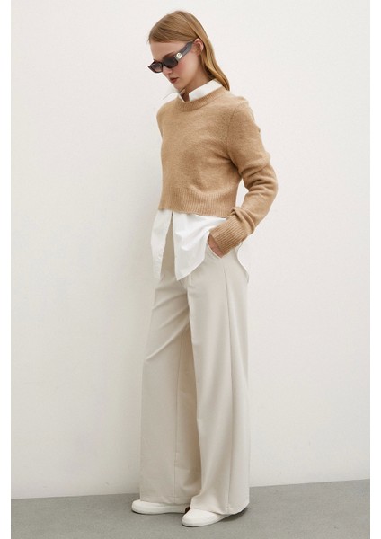 Geniş Paça Pantolon Krem fiyatları