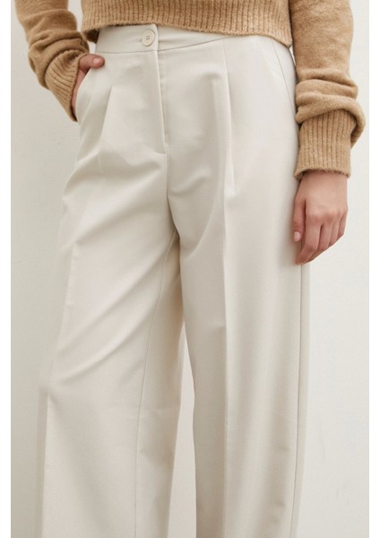 Geniş Paça Pantolon Krem indirimleri