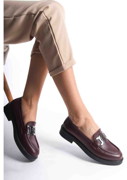 Kadın Vegan Deri Tokalı Loafer