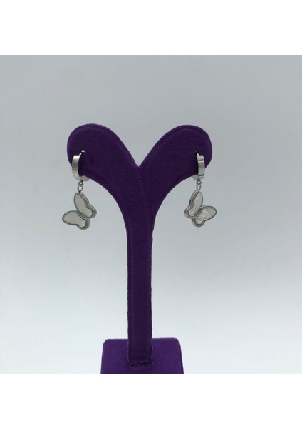 Silver Kelebek Mineli Küpe