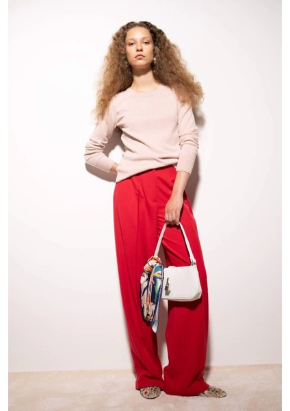 F7091 Regular Fit Yumuşak Dokulu Bisiklet Yaka Basic Düz Triko Kazak fiyatları