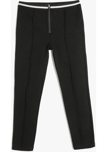 Basic Tayt Beli Lastikli Dikiş Detaylı Fermuarlı