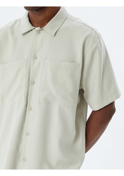 Basic Gömlek Viskon Kısa Kollu Cep Detaylı indirimleri