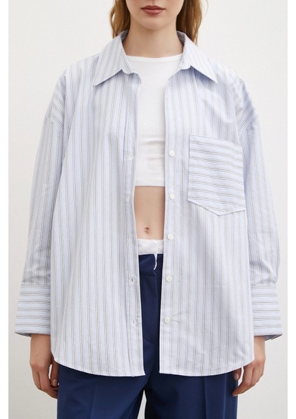 Tek Cepli Poplin Gömlek Mavi fiyatları