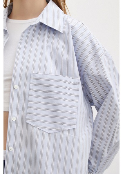 Tek Cepli Poplin Gömlek Mavi modelleri