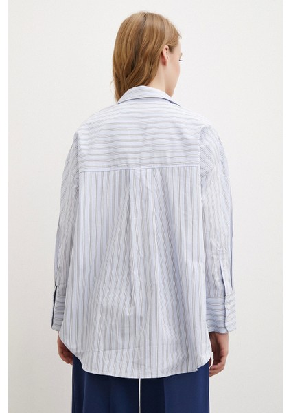 Tek Cepli Poplin Gömlek Mavi fırsatları