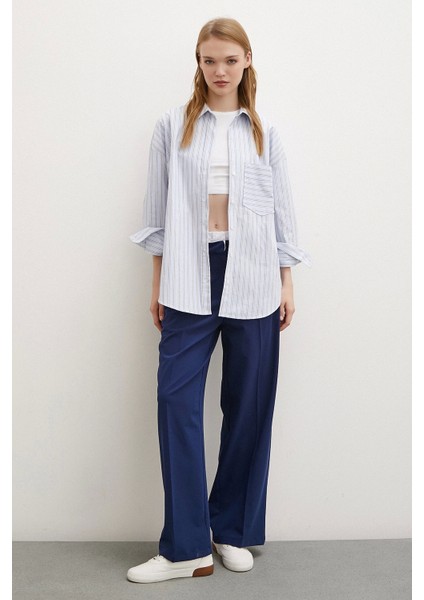 Tek Cepli Poplin Gömlek Mavi indirimleri