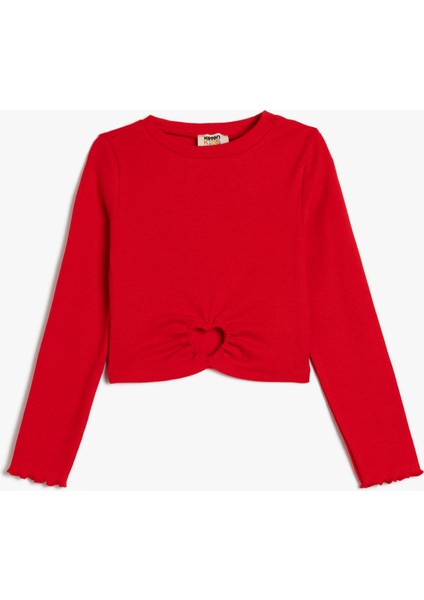 Kaşkorse Bluz Bisiklet Yaka Uzun Kollu Kalp Pencere Detaylı Pamuklu