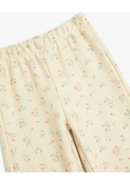 Çiçekli Eşofman Altı Şardonlu Pamuklu Beli Lastikli modelleri