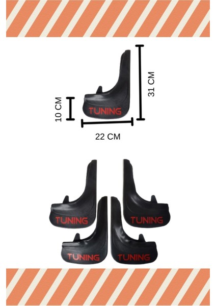 Kia Cerato 2004-2009 Tunıng Yazılı 4'lü Tozluk Çamurluk Paçalık