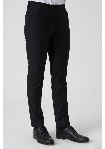 Amadora P1029 Slim Fit Düz Kumaş Pantolon Siyah