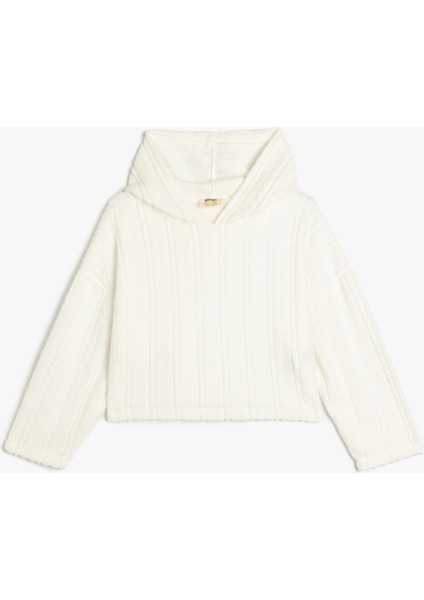 Kapşonlu Sweatshirt Uzun Kollu Dokulu