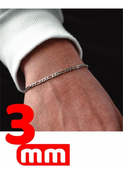 Erkek Gümüş Bileklik - 3mm Figaro Model Erkek Bileklik
