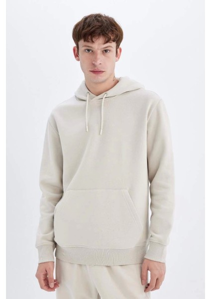 X8283 Regular Fit Kapüşonlu Cepli Içi Yumuşak Tüylü Basic Düz Sweatshirt fırsatları