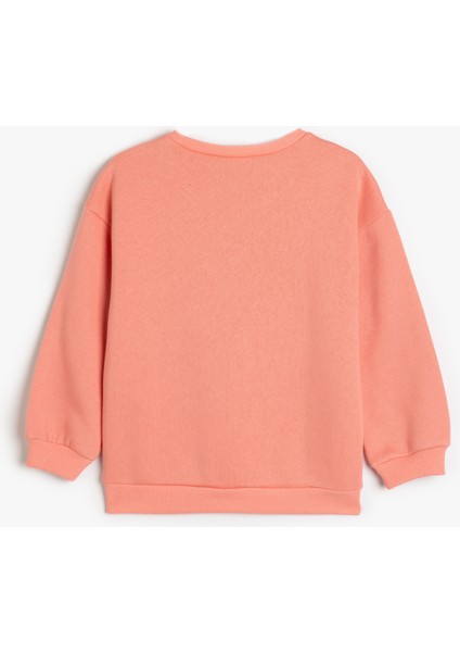 Sweatshirt Kedi Baskılı Uzun Kollu Bisiklet Yaka Şardonlu fiyatları