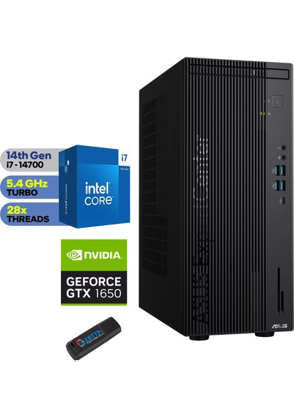D9 Expertcenter D901MDR Intel I7-14700 24GB Ddr5 512GB SSD 4GB/GTX1650 Freedos Masaüstübilgisayar WGD901MDR02+ZETTAUSBBELLEK