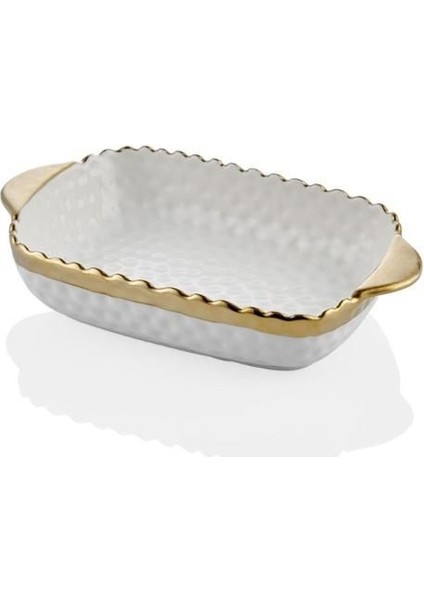 Hammered Whıte Gold Porselen Servis Kabı Meze Tabağı 23CM
