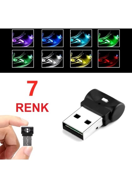 USB Disco Ambiyans LED 7 Renkli Mini LED 8cm