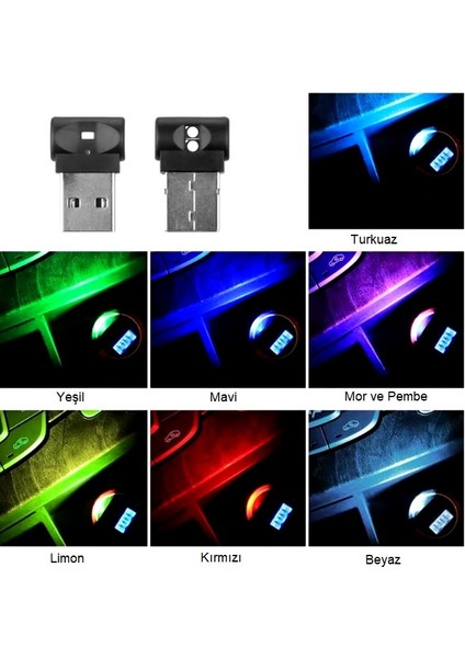 USB Disco Ambiyans LED 7 Renkli Mini LED 8cm