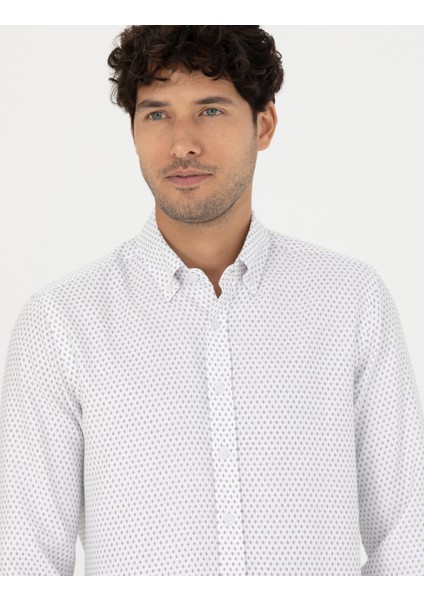 Erkek Beyaz Slim Fit Uzun Kollu Gömlek 50277458-VR013 fiyatları