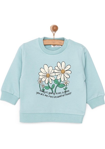 HelloBaby Basic Az Şardonlu Papatyalı Desenli Sweatshirt Kız Bebek