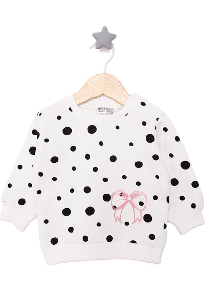 HelloBaby Basic Az Şardonlu Puantiye Desenli Sweatshirt Kız Bebek