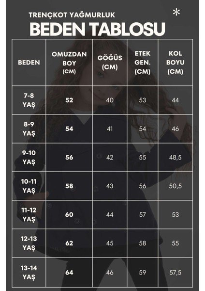 Çift Cepli Su Geçirmez Kız Çocuk Trençkot Yağmurluk