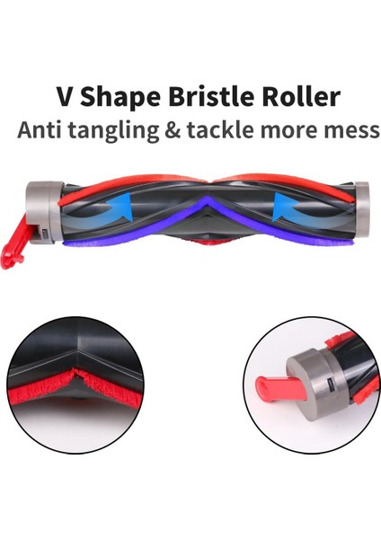 V7 V10 V11 V15 Elektrikli Süpürgeler Için V Şekli Turbo Kıl Rulo Fırça Kafası LED Farlar ile (Yurt Dışından) indirimleri