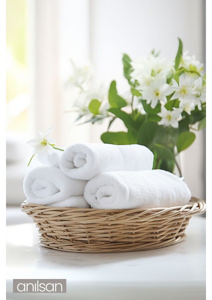 6'lı Beyaz Bordürlü El Havlusu - 50x90 Cm, 250 Gr, %100 Pamuk, Spa Ve Otel Havlusu fırsatları