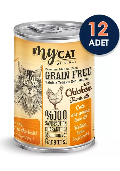 Mycat Tahılsız Tavuk Etli Kedi Konservesi 400 gr x 12