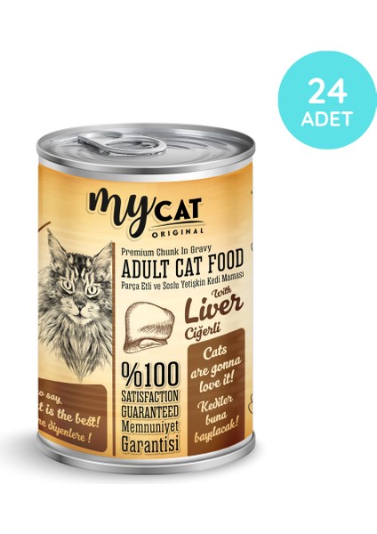 Mycat Tahılsız Ciğerli Konserve Kedi Maması 24 Adet 415 gr