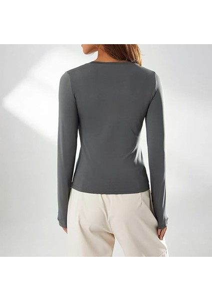 Füme Bisiklet Yaka Bluz Darkalıp Ribana Kumaş Darkalıp Spor Body modelleri