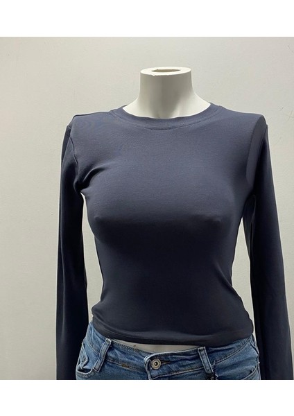 Füme Bisiklet Yaka Bluz Darkalıp Ribana Kumaş Darkalıp Spor Body fırsatları