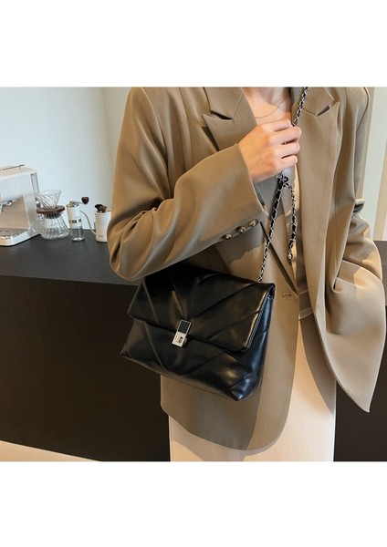 Moda Bayan Tote Çanta Deri Omuz Çantası Kadın Çantaları Için Zincir Sling Çanta (Yurt Dışından)