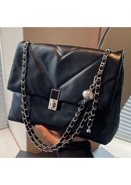 Moda Bayan Tote Çanta Deri Omuz Çantası Kadın Çantaları Için Zincir Sling Çanta (Yurt Dışından)