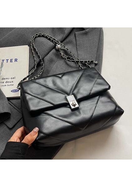 Moda Bayan Tote Çanta Deri Omuz Çantası Kadın Çantaları Için Zincir Sling Çanta (Yurt Dışından)