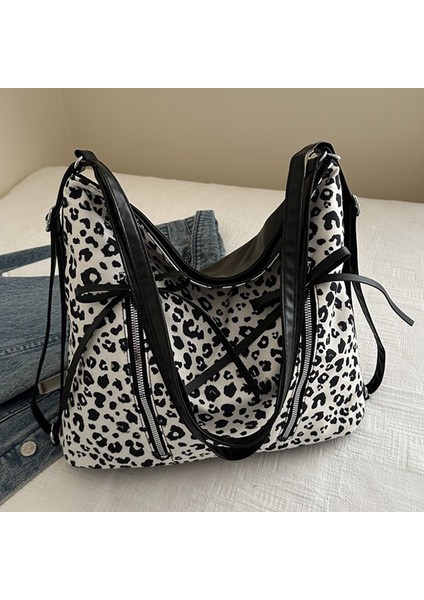 Bayan Tote Çanta Leopar Baskı Çanta Kadın Omuz Çantası Günlük Crossbody Çanta Hobo Çanta (Yurt Dışından)