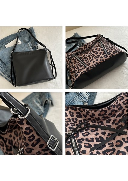 Bayan Tote Çanta Leopar Baskı Çanta Kadın Omuz Çantası Günlük Crossbody Çanta Hobo Çanta (Yurt Dışından) modelleri