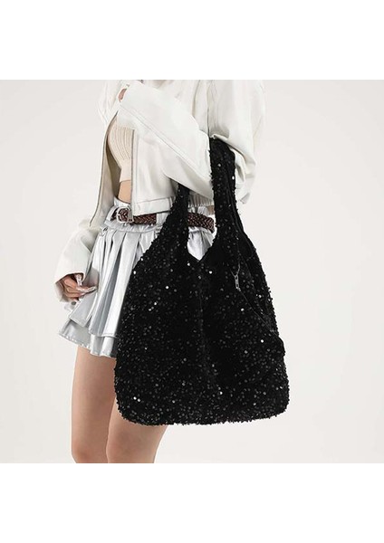 2'si 1 Arada Moda Bayan Tote Çanta Deri Omuz Çantası Kadın Çantaları Için Pullu Sling Çanta (Yurt Dışından)