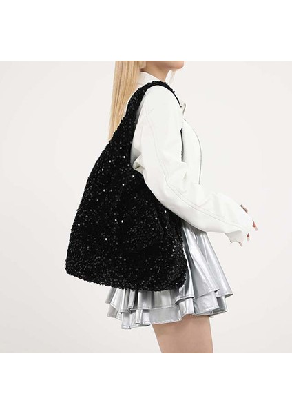 2'si 1 Arada Moda Bayan Tote Çanta Deri Omuz Çantası Kadın Çantaları Için Pullu Sling Çanta (Yurt Dışından)